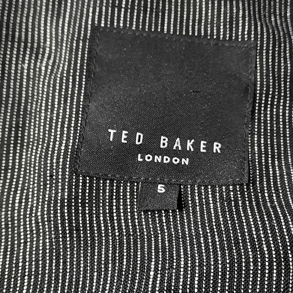 Ted Baker Sport Coat Mens Size 5(XL) Black Stripe 100% Linen Suit Blazer Jacket - Picture 5 of 14